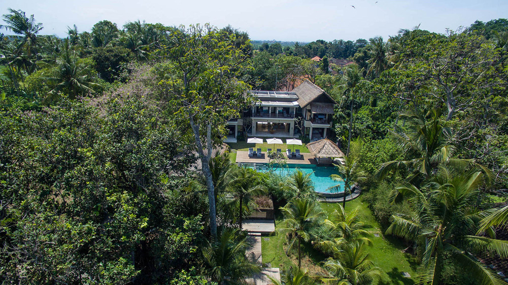 Seseh Beach Villa II - The villa and gardens from above
